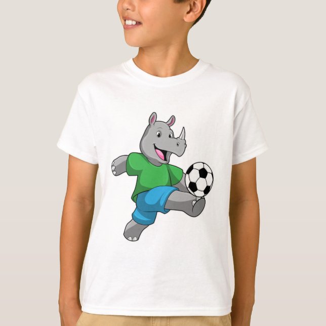 T-shirt Rhino comme joueur de football avec Soccer (Devant)