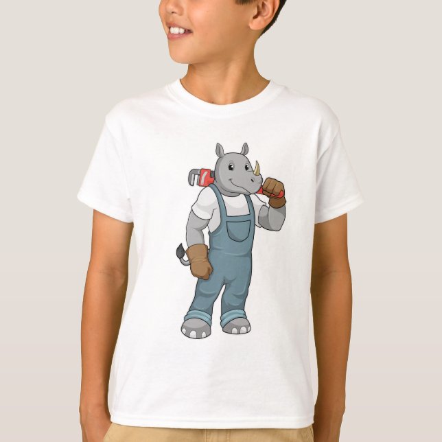 T-shirt Rhino en Handyman avec Pince à pompe à eau (Devant)