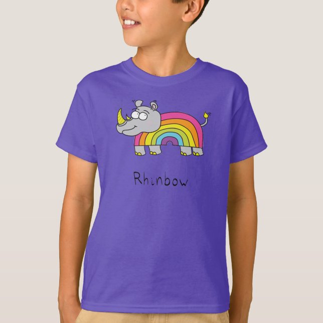 T-shirt Rhino Rainbow Funny Kids (Devant)