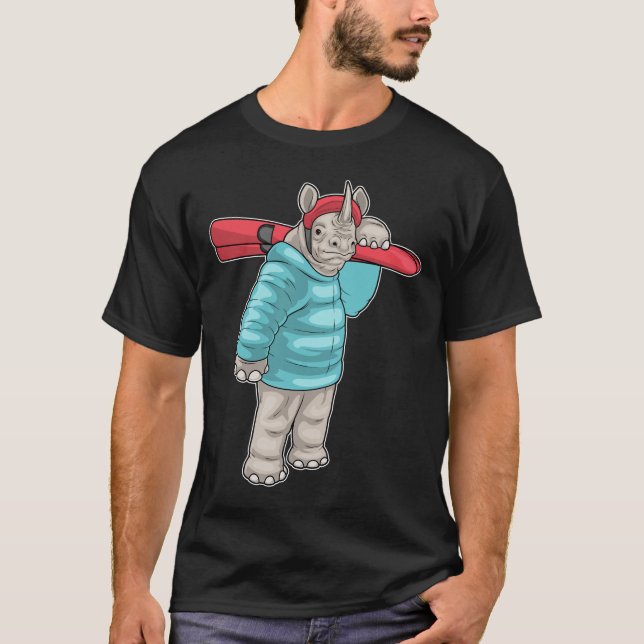 T-shirt Rhino Skier Ski Sports d'hiver (Devant)