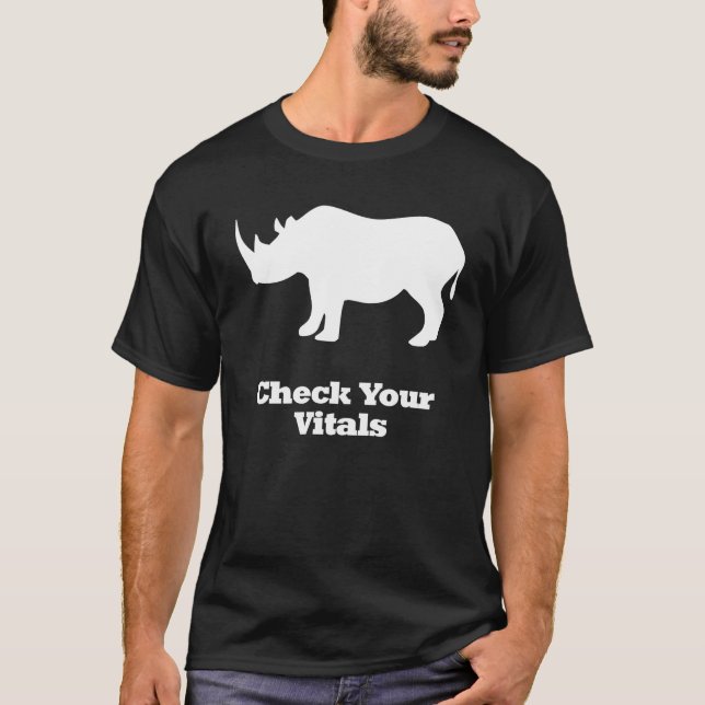 T-shirt Rhino vérifier vos vitaux blanc (Devant)