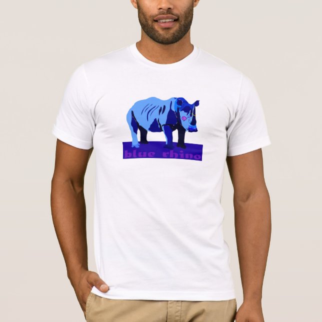 T-shirt Rhinocéros bleu avec des verres (Devant)