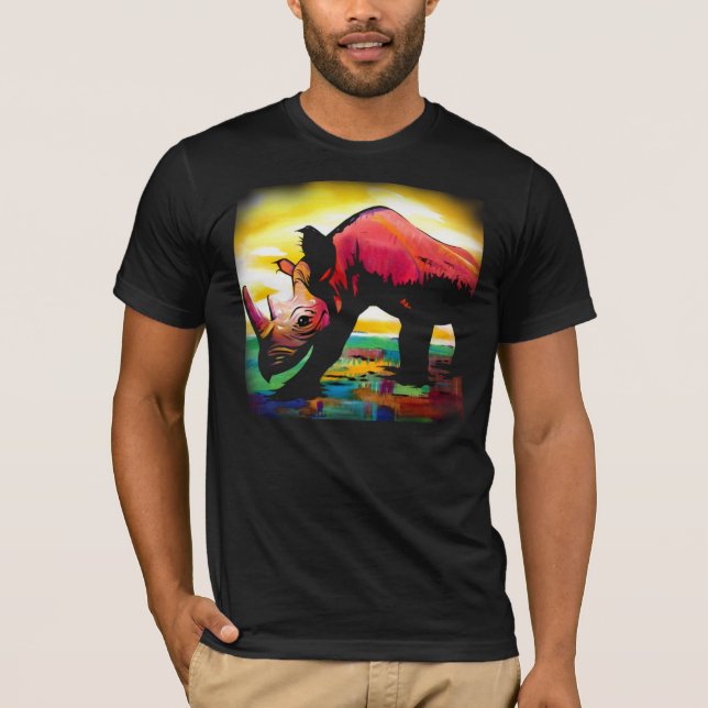 T-shirt Rhinocéros de partie, papillon de partie (Devant)