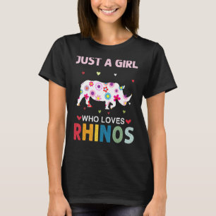 T-shirt Rhinos Juste Une Fille Qui Aime Les Rhinos Fleur F