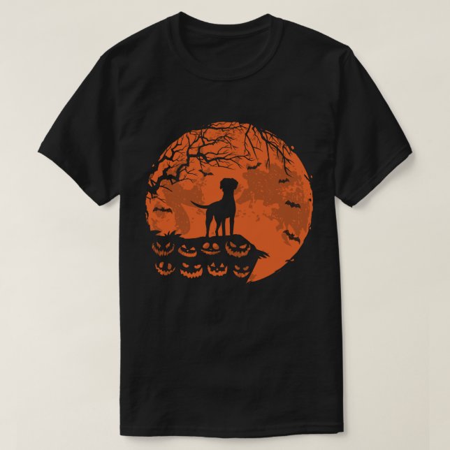 T-shirt Rhodesian Ridgeback AnAnd Moon Halloween Amoureux  (Design devant)