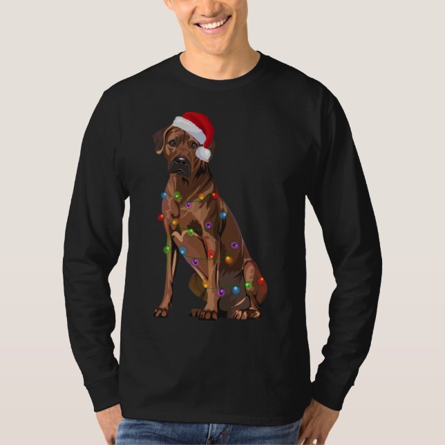 T-shirt Rhodesian Ridgeback Noël Lumières Noël Chien de No (Devant)