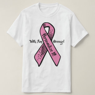 T-shirt Ribbon de sensibilisation PERSONNALISÉ (rose)