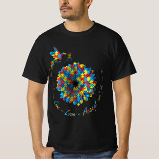 T-shirt Ribbon Fleur Oiseau Puzzle Amour En Vie Accepter A