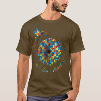 T-shirt Ribbon Fleur Oiseau Puzzle Amour En Vie Accepter A