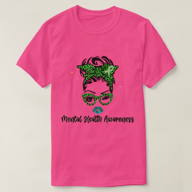 T-shirt Ribbon Messy Bun Mois de sensibilisation à la sant (Design devant)