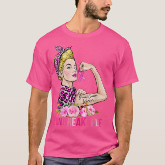 T-shirt Ribbon rose Cancer du sein guerrier Incassable Leo