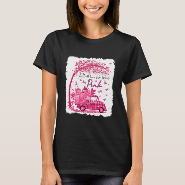 T-shirt Ribbon Truck In October We Wear Pink Breast (Devant)