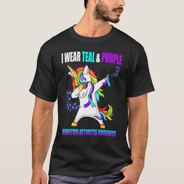 T-shirt Ribbon Unicorn de sensibilisation à l'arthrite rhu (Devant)