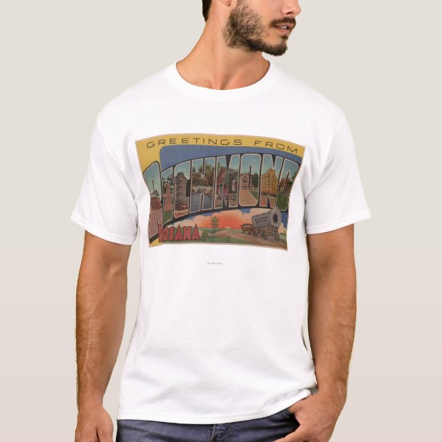 T-shirt Richmond, Indiana - grandes scènes de lettre (Devant)