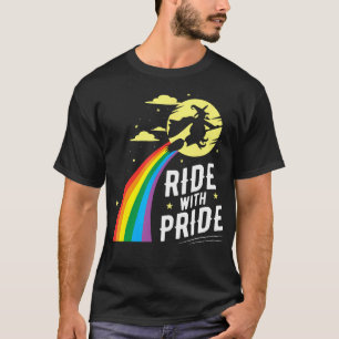 T-shirt Ride Avec Fierté Lgbt Gay Lesbienne Sorcière Hallo
