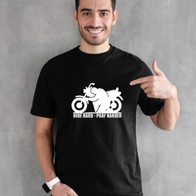 T-shirt Ride Dur, Pray Harder Motorcycle Hommes (Créateur téléchargé)