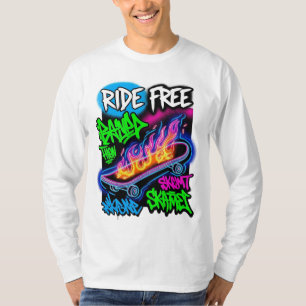 T-shirt "Ride Free - Graffiti Style Skateboard Design"