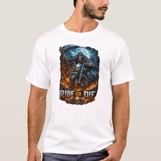 T-shirt Ride or Die – Enfer Biker Grim Reaper