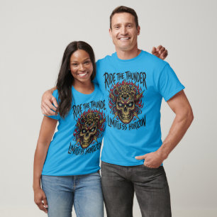 T-shirt Ride The Thunder Shirt – Graphisme de Crâne Mécani
