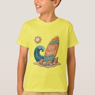 T-shirt Ride the Waves Surfboard Illustration - Tropical S