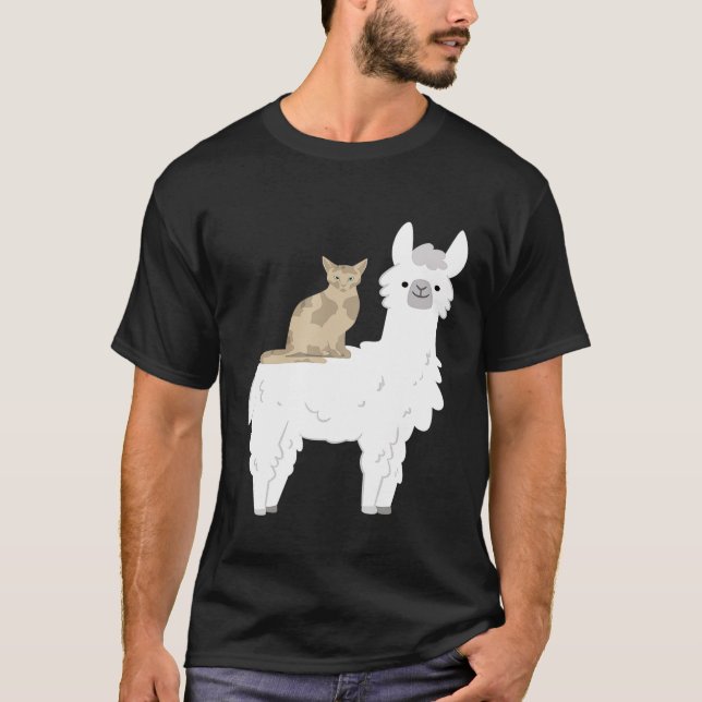 T-shirt Ridicule Chat Riding Llama Alpaca Amoureux des ani (Devant)