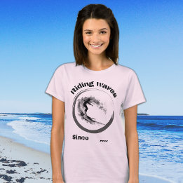 T-shirt Riding vagues depuis...conception de surfeurs noir