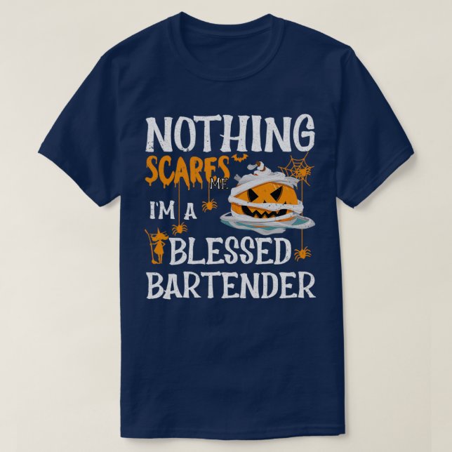 T-shirt Rien me fait peur Ix27m un barman béni drôle (Design devant)