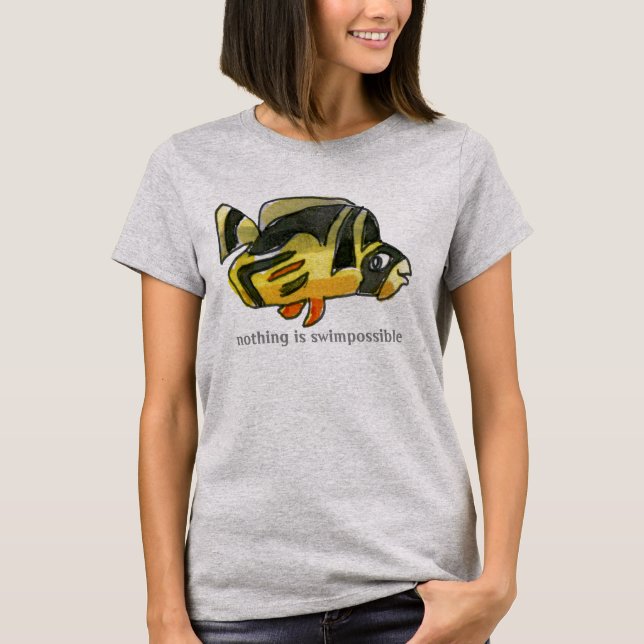 T-shirt Rien n'est Swimpossible Black Butterflyfish Fish (Devant)