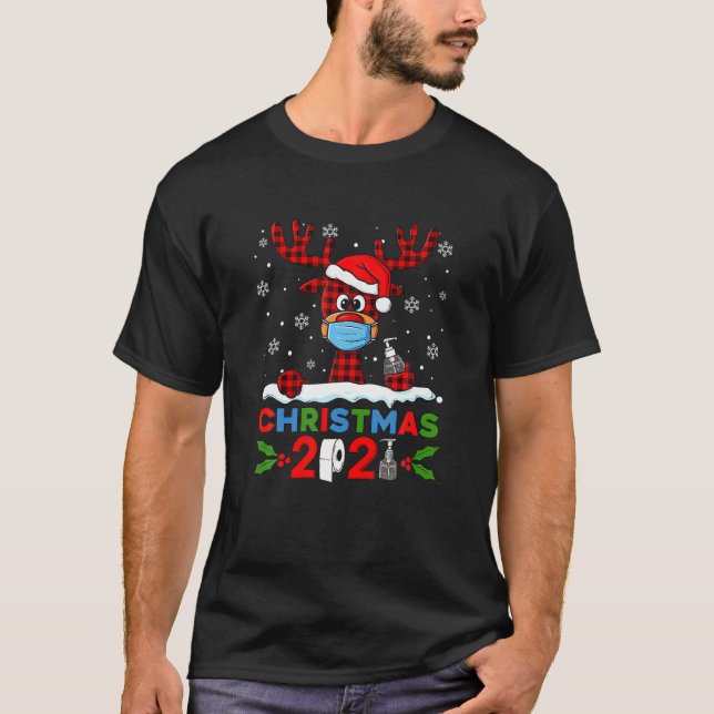 T-shirt Rindeer En Masque Drôle Joyeux Noël 2021 (Devant)