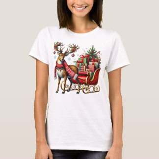 T-shirt Rindeer festif avec leigh et cadeaux de Noël