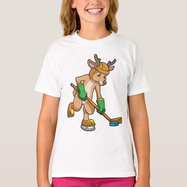 T-shirt Rinder au hockey sur glace avec bâton de hockey (Devant)