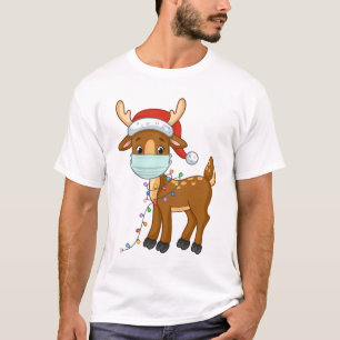 T-shirt Rinder Portant Un Masque Pour Noël