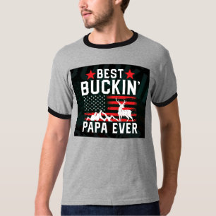 T-shirt Ringer noir et blanc meilleur buckin papa jamais