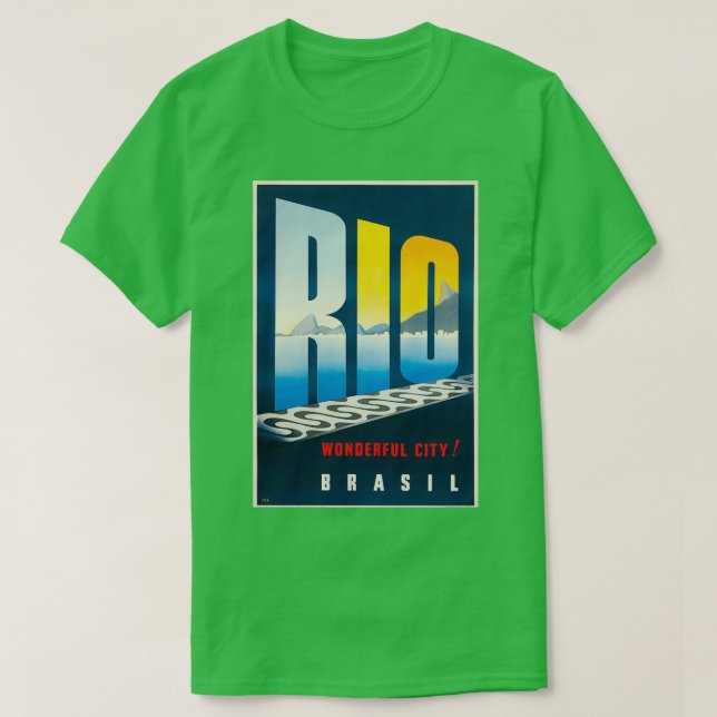 T-shirt Rio Wonderful City poster de voyage vintage (Design devant)