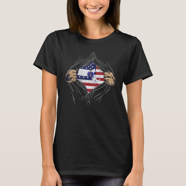 T-shirt Rip Reveal US Citizen Proud America State Flag Mas (Devant)