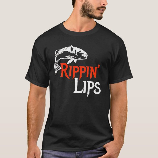 T-shirt Rippin Lips Pêcheur Pêcheur Angler Bass Walleye (Devant)