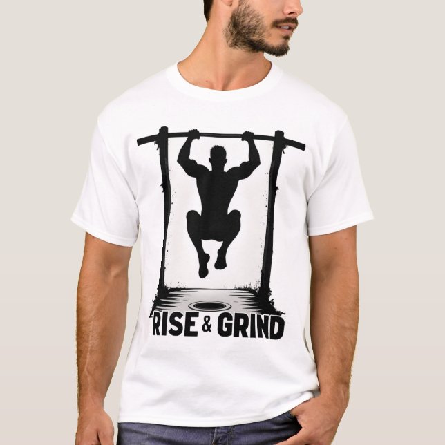 T-shirt Rise & Grind | Intense Calisthenics Pull-Up Silhou (Devant)