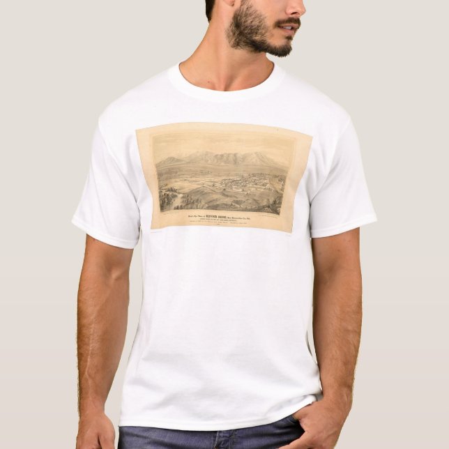 T-shirt Rive, carte panoramique 1877 (1404C) de CA (Devant)