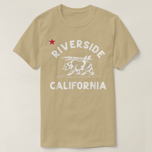 T-shirt Riverside Beach California Drapeau Surf Ours CA Vi (Design devant)