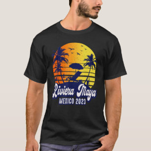 T-shirt Riviera Maya 2023 Mexique Sunset Beach Retro