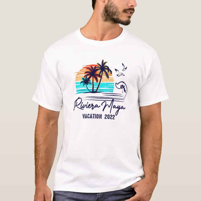 T-shirt Riviera Maya Mexico 2022 Beach Vacation Trip Retro (Devant)