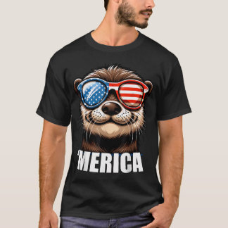 T-shirt Rivière américaine de loutre drôle patriotique amé