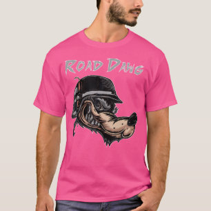 T-shirt Road Chien Motorcycle Vélo Wolf Comic Biker Casque