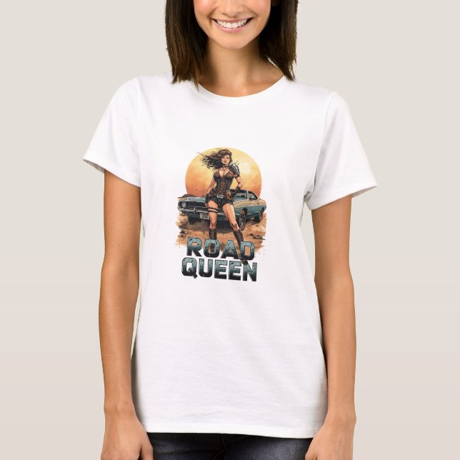 T-shirt Road Queen – Post-Apocalyptic Pin-Up Warrior (Devant)