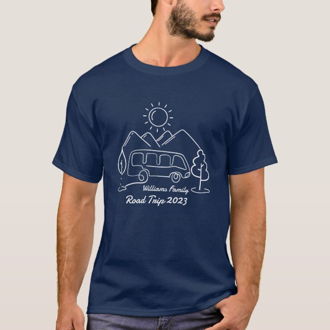 T-shirt Road Trip - ajouter le nom de famille (Devant)