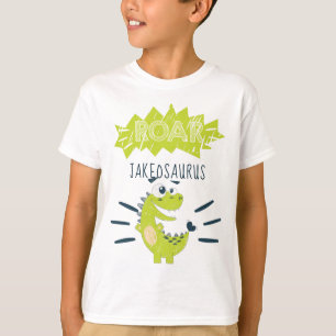 T-shirt ROAR Green Dinosaure personnalisé Anniversaire