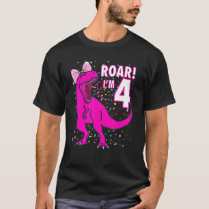 T-shirt Roar I'm 4 Dinosaur quatre ans Anniversaire 4e Din