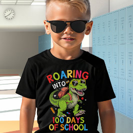 T-shirt Roaring into 100 Days of School Dinosaur– Fun Kids