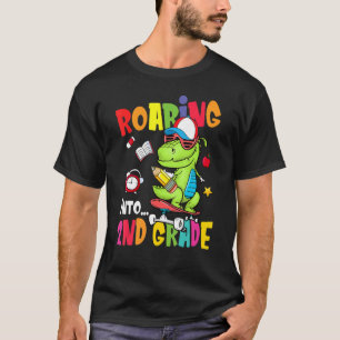 T-shirt Roaring Into 2nd Grade Dinosaur Boys Kids Back To 