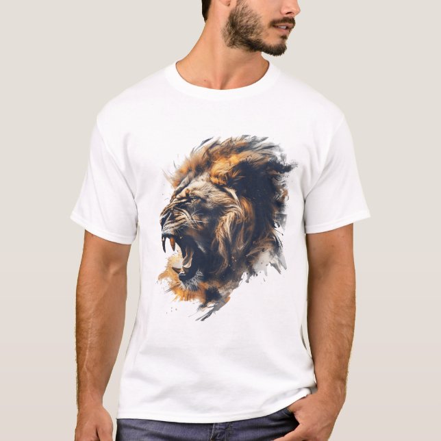 T-shirt Roaring Majesty - Fierce Lion Art Design (Devant)